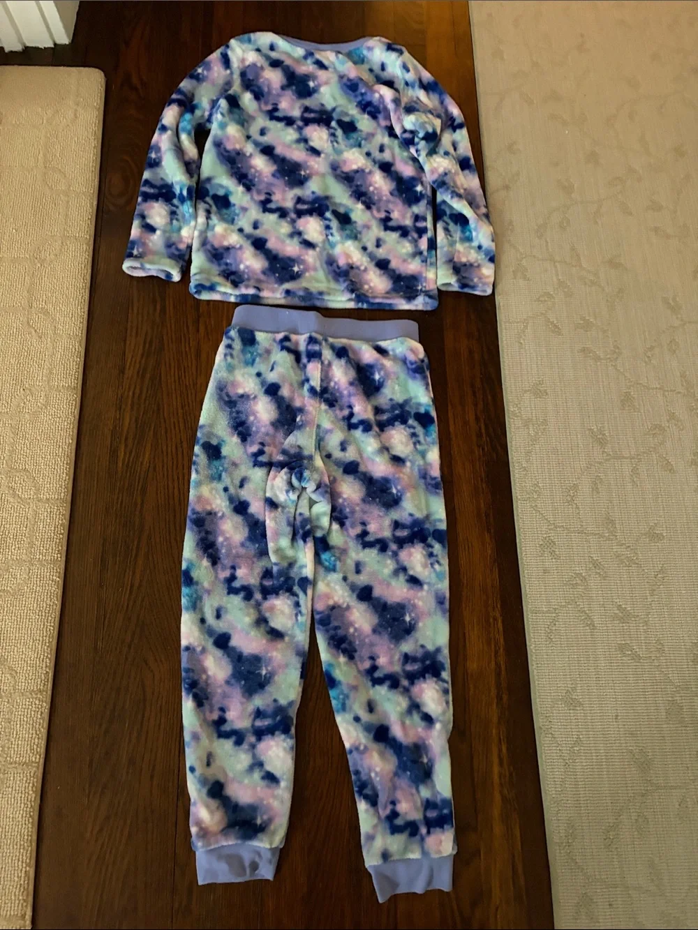 Lands' End Kids Tie-Dye Fleece Pajama Set - Blue & Purple